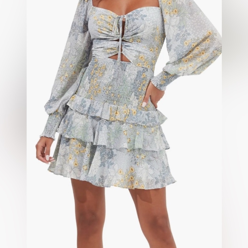 ASTR THE LABEL MARIETTA MINI DRESS IN BLUE MULTI FLORAL! SIZE S